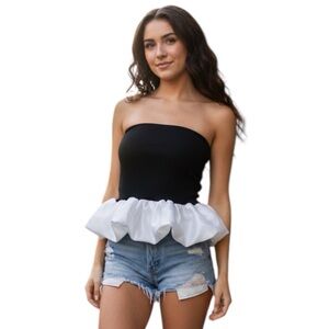 Emerson Lang | Mixed Media Peplum Tube Top Size Medium